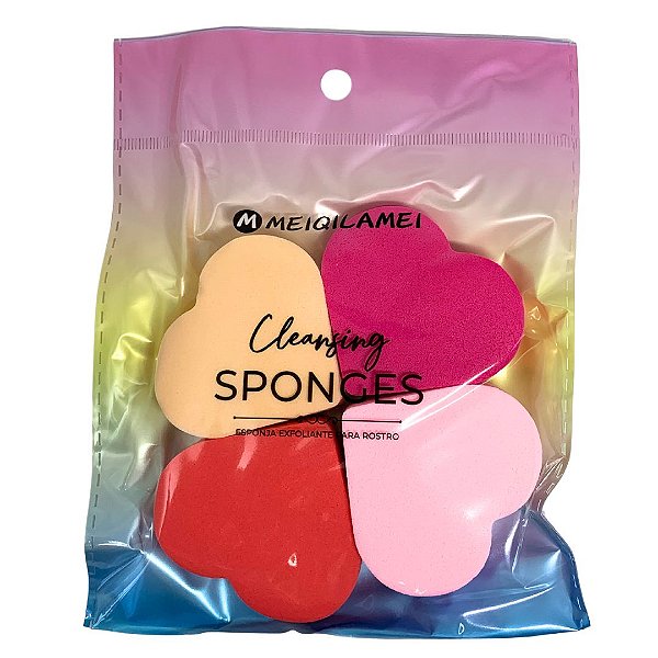 KIT 4 ESPONJAS DE MAQUIAGEM CORACAO
