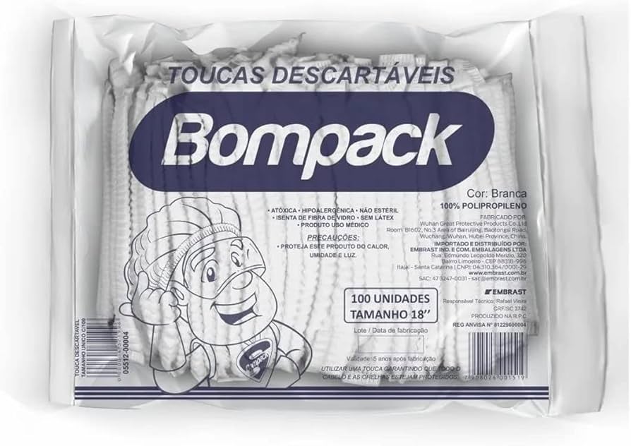 TOUCA BOMPACK TNT BRANCA SANFONADA 18 (45X50CM) C/100