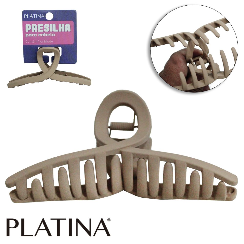 PRESILHA CABELO DE PLASTICO PLATINA
