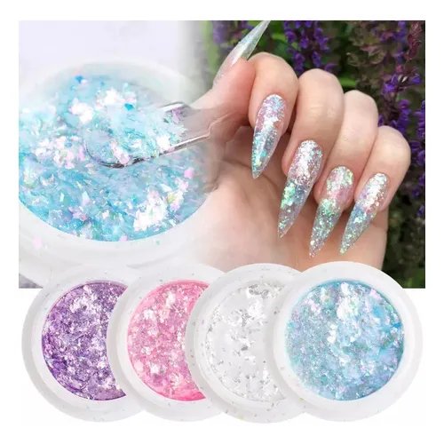 KIT DECORACAO P/ UNHAS (6 GLITTER E 3 APLICADORES)