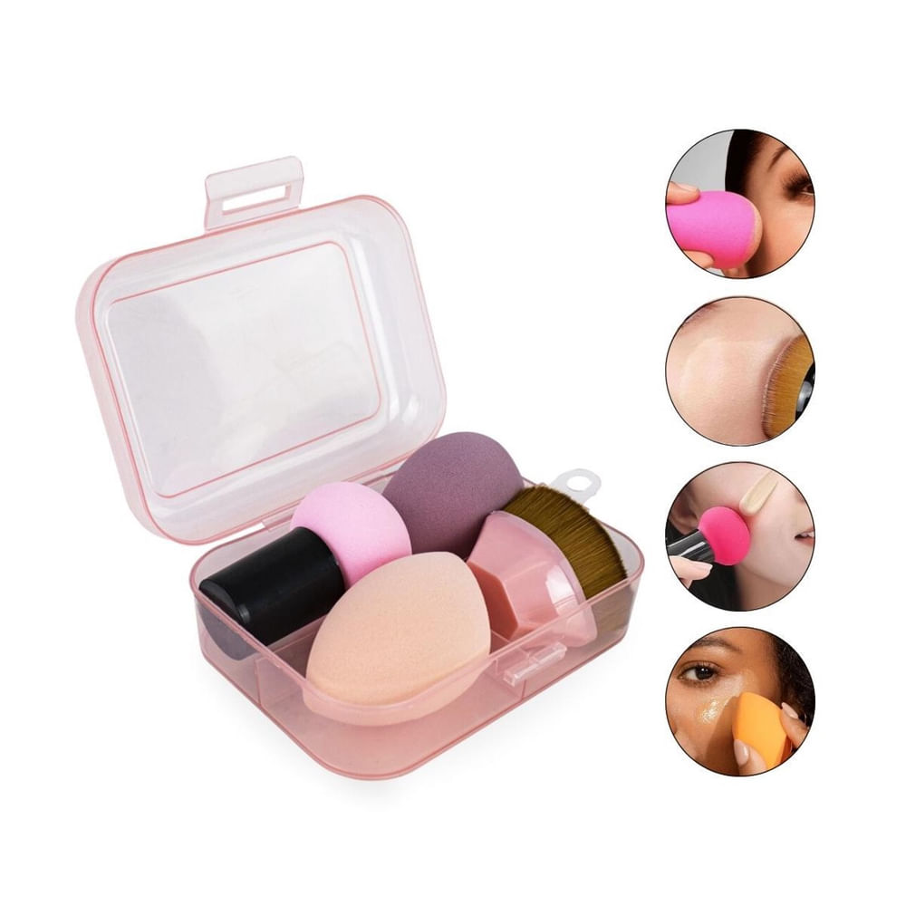 KIT PINCEL E ESPONJAS PARA MAQUIAGEM