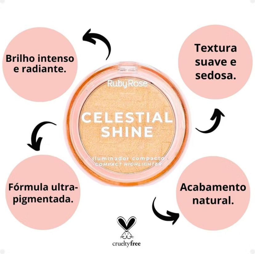 ILUMINADOR COMPACTO CELESTIAL SHINE COR 2 - RUBY ROSE