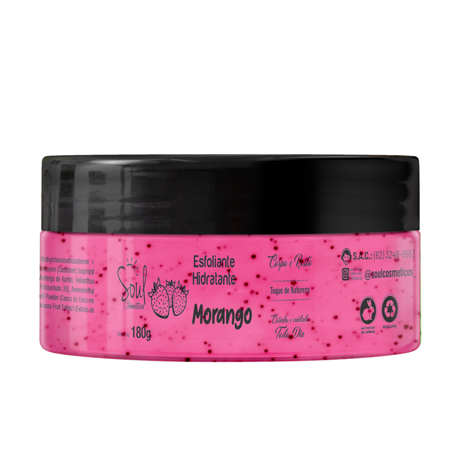 HIDRATANTE ESFOLIANTE DE MORANGO 180 GR - SOUL