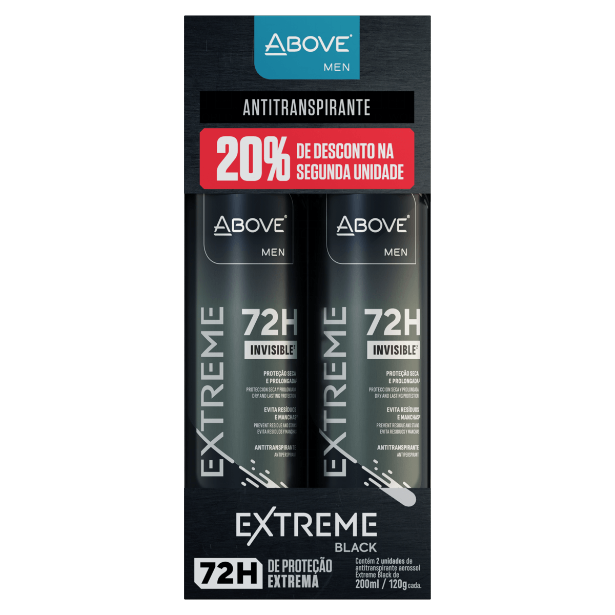 PACKS DEO ANT.ABOVE DUO EXTREME BLACK 200ML
