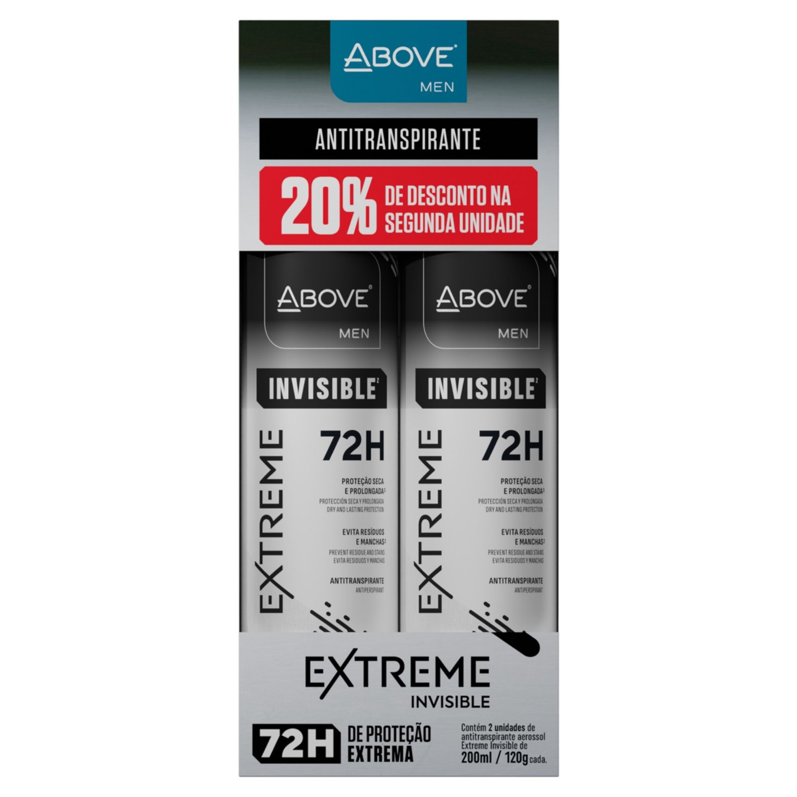 PACKS DEO ANT.ABOVE DUO EXTREME INVISIBLE 200ML